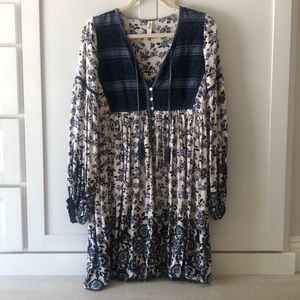 Spell Elle Boho Mini indigo Dress -S